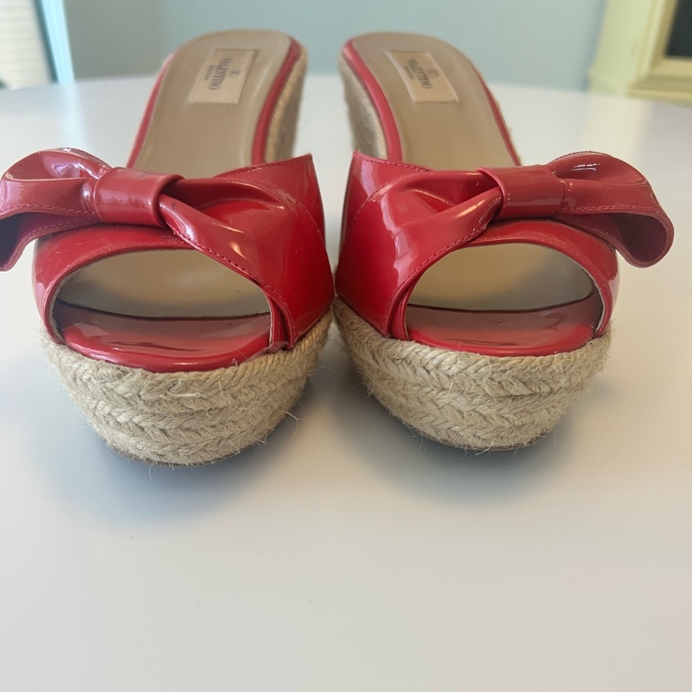 VALENTINO Garavani Mena Patent Bow Espadrille Wedges pink sz 40 - Picture 5 of 8